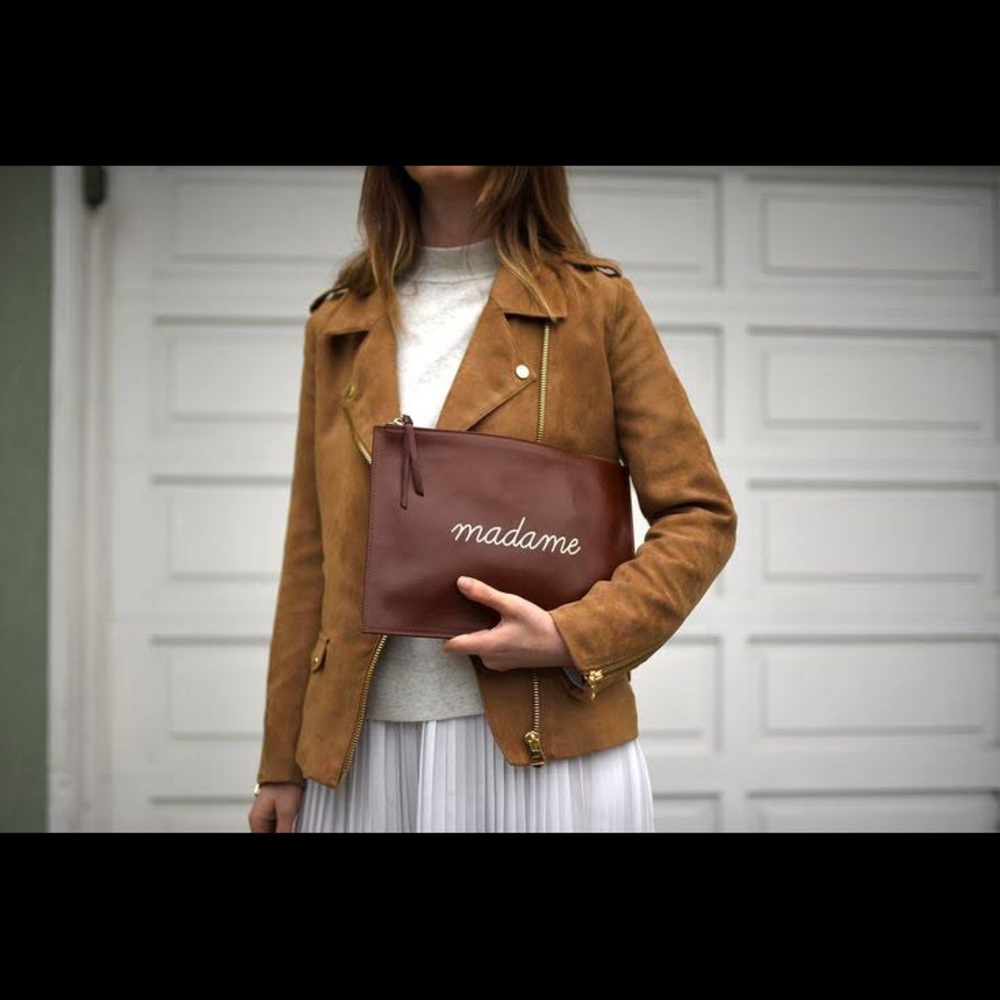 Final H&M Brown Faux Suede Biker Jacket Sz 16 - Picture 5 of 9